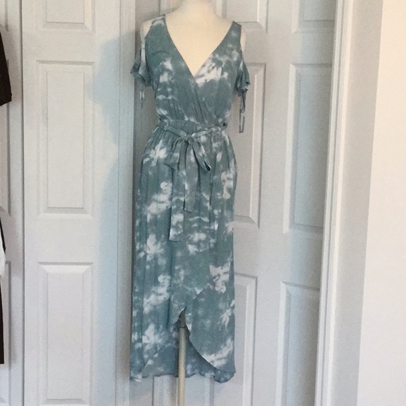 Blue Tie Dye Wrap Dress - Picture 1 of 4